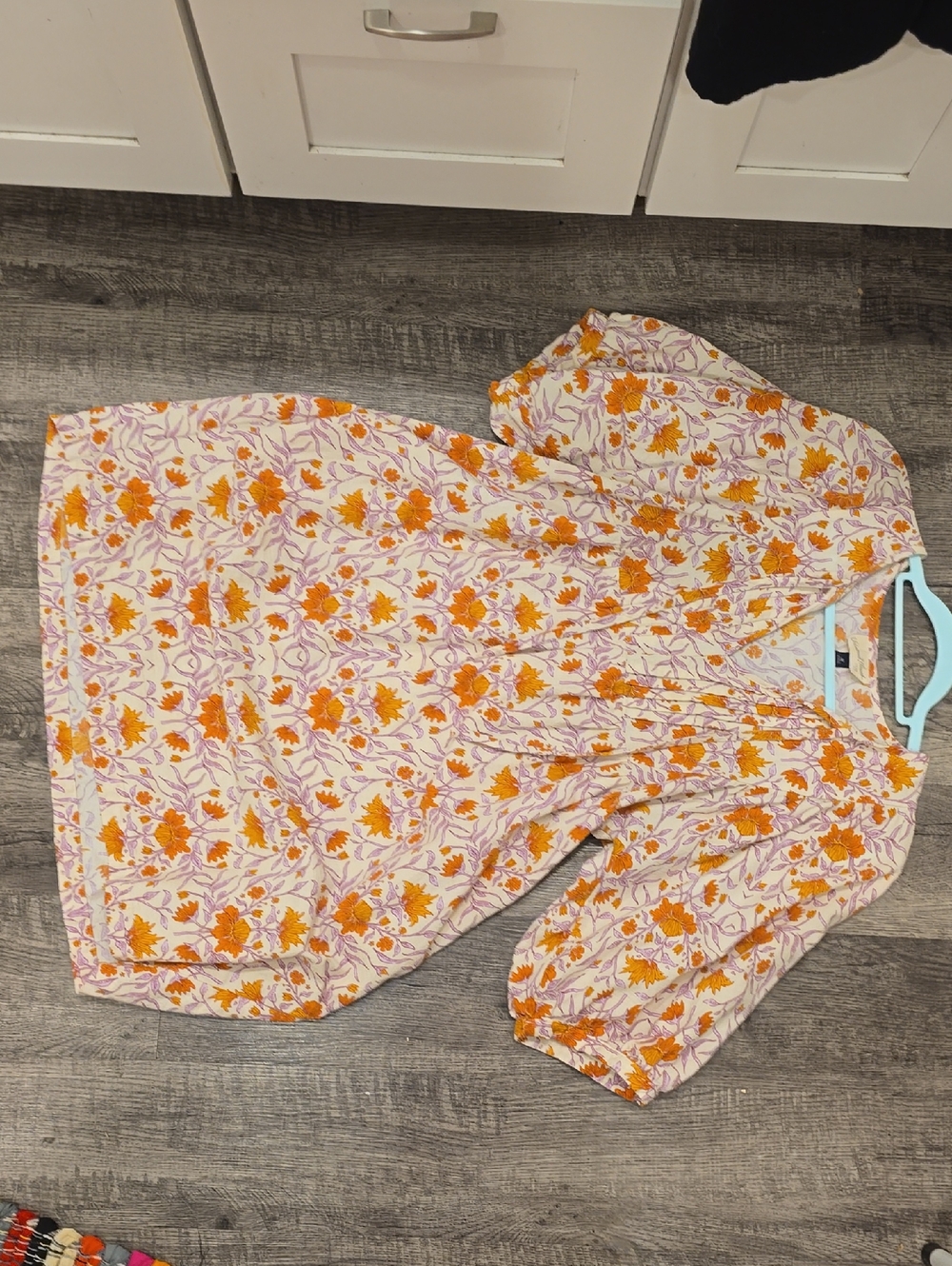 Universal Thread Cream Dress with Orange and Lavender Floral Print